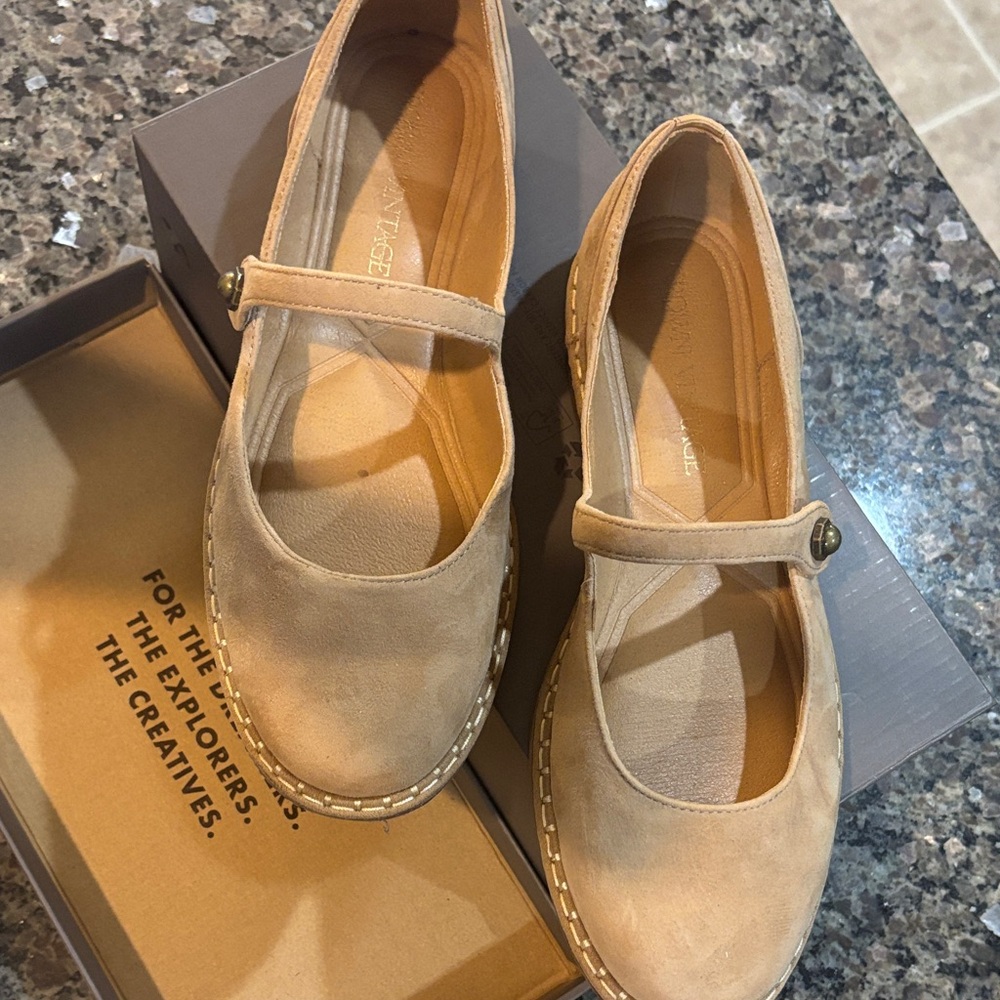 Crown Vintage Beige Mary Jane Flats - Picture 2 of 3